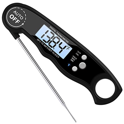 AMIR Digital Meat Thermometer, Waterproof Instant Read Cooking Thermometer Electronic Food Thermometer with Probe Calibration for Kitchen, BBQ, Poultry, Grill, Fast & Auto On/ Off [Battery Included]