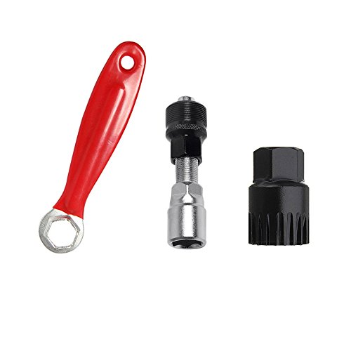Gimiton Bike Bicycle Crank Extractor Bottom Bracket Remover Spanner Repair Tools Kit Professional Bicycle Repair Tool Kit (3pcs/black)