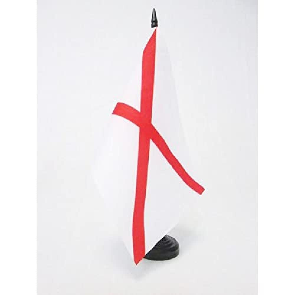 AZ FLAG St Patricks Cross Table Flag 5'' x 8'' - paddy's cross Office Decoration 100% Polyester 21 x 14 cm - Mini Desk Flag with Pole and Black Plastic Base