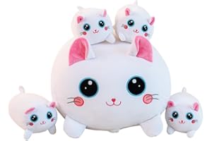 Gudisi Cat Plush Stuffed Animals with 4 Kitties Plushies,16" Soft Jumbo Pillow Gifts for Kids Him Her Girlfriend Boyfriend