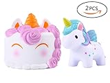 Vigeiya Jumbo Squishies 2 PCs Colorful Unicorn& Unicorn Mousse Cake Squishy Slow Rising Kawaii Toys for Kids Adults Prime Stuffed Squeezable Stress Reliever