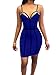 TOB Women's Sexy Patchwork Backless Spaghetti Strap Bodycon Club Mini Dress Royal Blue