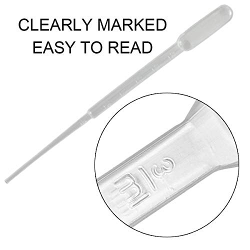 3ML Plastic Transfer Pipettes DisposableÂ Calibrated Dropper Suitable for Essential Oils & Science Laboratory Makeup Tool Pasteurization Individual Packed Graduated Pipette Extra-Long