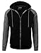 IDARBI Men's Raglan & Solid Long Sleeve Zip Up Hoodie Jacket