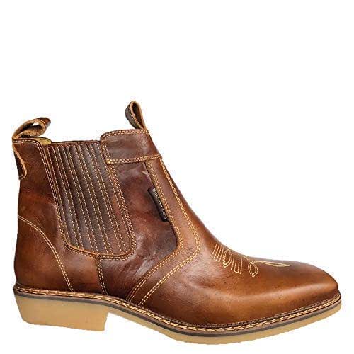 Brunello's Men's Leather Square Toe Western Boot with Low