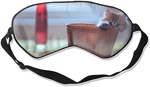 3D Sleep Mask,Kitten Planters Lamp Hide Playful Fluffy Eye Mask Custom Funny Design, Super Smooth Memory Foam, Maximum Light Blocking & Adjustable Strap