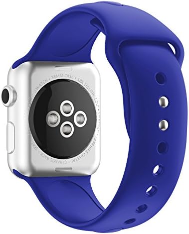 Soft Silicone Sport Style Replacement Iwatch Strap for Apple Wrist Watch Series 1 Series 2(Royal Blue 38mm S/M)