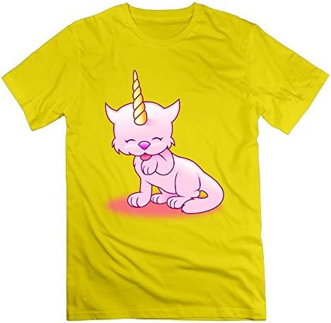 Xu Li Piang Cute Pink Cat Unicorn Geek T Shirt Short-Sleeve Cotton For Men's Crew Neck Tee