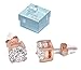 Buyless Fashion Girls Stud Earrings 14K Rose Gold Plated with White Zirconia and Gift Box