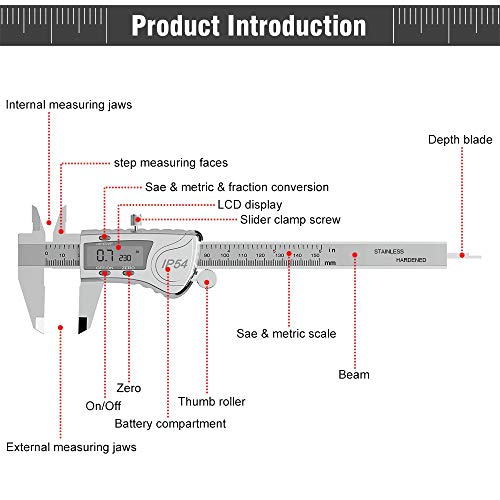 5 Digital+Stainless+Electronic+Calipers+Accurate