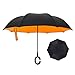 Ylovetoys Inverted Umbrella with C-Shaped Handle Inside Out Windproof Umbrella Upside Down Reverse Umbrella Double Layer Travel Umbrella