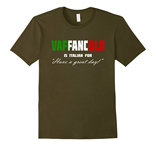 Men's Vaffanculo Have A Great Day Shirt - Funny Italian T Shirts 2XL Olive
