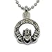 Lauren Annabelle Studio Cremation Jewelry Claddagh in Circle Irish Celtic Urn Stainless Steel Ashes Pendant Necklace Men Women