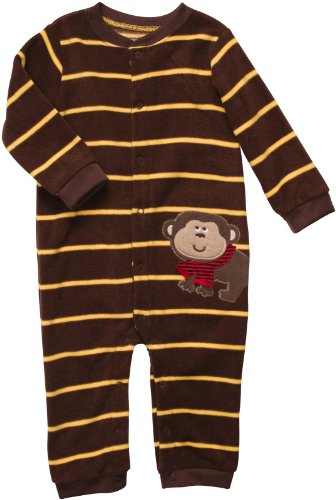 Carter's Infant Long Sleeve One Piece Snap Fleece Coverall - Monkey in Scarf-9 Months