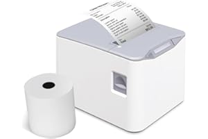 Bisofice Thermal Receipt Printer 80mm Desktop Direct Thermal Printing USB+LAN Connection High Speed with Auto Cutter Large Paper Bin Support ESC/POS for Shipping Business Restaurant