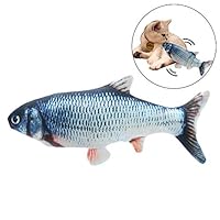 WAQIA HOUSE Realistic Plush Catnip Fish Toy USB Electric Cat Wagging Fish Doll Simulation Plush Flopping Fish Cat Toys Interactive Pets Chew Bite Supplies