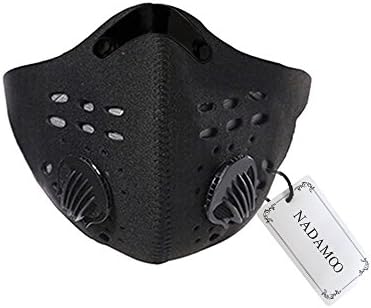 NATAMO Outdoor Sports Cycling Mask Windproof Dustproof Odor-resistant Mouth-muffle PM2.5 Decomposition Half Face Respirator w/ Activated Carbon Filter & Dual Vent Valve & Aluminum (Black)