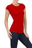 BLVD Women's Basic Solid Round Neck Tee