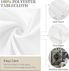 6 Pack White Round Tablecloths 132 Inch White