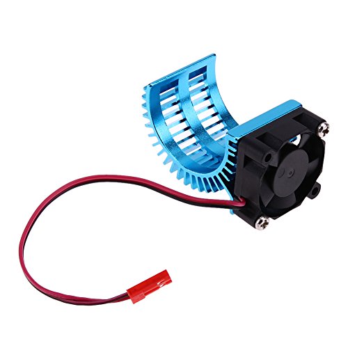 Chinatera RC Car 1:10 Accessories Motor Heat Sink Radiator With Cooling Fan for 1/10 HSP RC Car 540/550/3650/3660/3674 (For 540/550/3650/3660/3674, Blue)