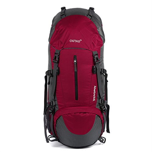 OUTAD-60L55L5L-Hiking-Backpack-Camping-Backpacking-Mountaineering-Hiking-Multi-Day-Pack-Red