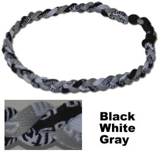 20" Black White Gray Titanium Sports Tornado Necklace w/ Case