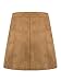 Persun Women's Brown Faux Suedettte Button Front Plain A-line Mini Skirt ,Brown ,Medium