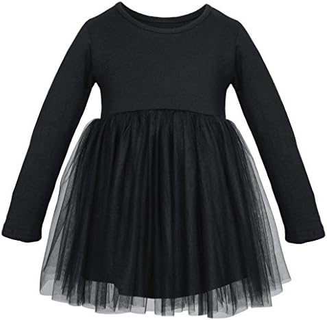 XIER Infant Toddler Baby Girls Tutu Dress Ruffle Gauze 9-48m (6-9m, Black)