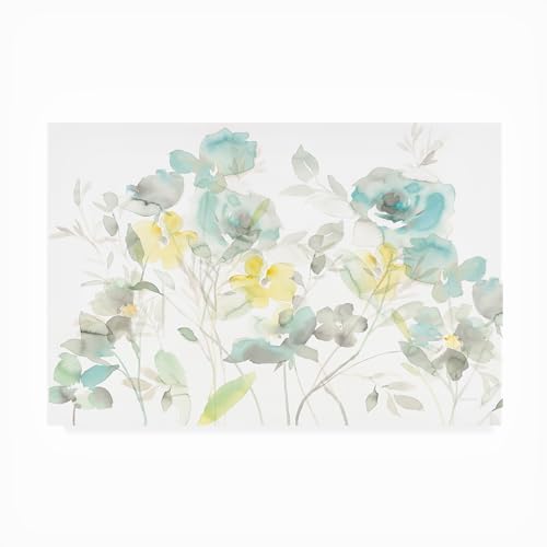 Trademark Fine Art Outdoor Canvas Art - Danhui Nai 'Aqua Roses Shadows' Wall Ar…