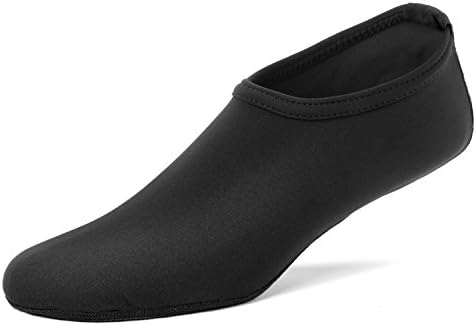 FUN TOES Barefoot Water Skin Shoes Aqua Socks For Beach Pool Sand Swim Surf Yoga Water Aerobics (Large Women 6.5-8, Men 5.5-7, Black)