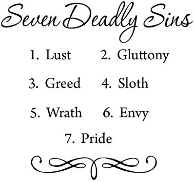 7 Deadly Sins Wall Decals Seven Deadly Sins Bible Wall Art Stickers Faith Vinyl Scripture Pride VWAQ-560