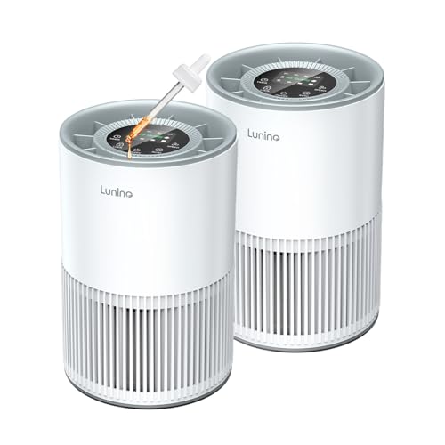 2 Pack Air Purifiers for Home Large Room up to 1200ft², LUNINO Air Purifier for Bedroom with H13 HEPA Washable Filter, Aromatherapy, Air Quality Sensor, Sleep Mode for Smoke, Dust, Pet Dander, Odor