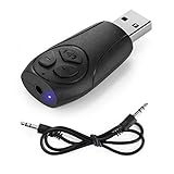 USB Bluetooth 4.2 Receiver 3.5mm aux Input Jack Adapter Portable Hands-free Calling Music Streaming Car Kits Built-in Mic MP3 Player Decoding tf Card Reader for PC/Automotive/Home Audio Stereo System