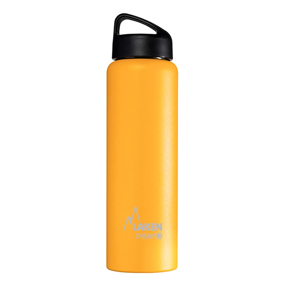 Laken Thermo Classic Vacuum Insulated Stainless Steel Wide Mouth Water Bottle with Screw Cap, 34 Oz, Yellow — image 1