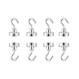 ANPHSIN 8 Pack of Strong Powerful Heavy Duty Magnetic Hooks - 20LB Stainless Steel Hanging Hooks for Home and Industry Use