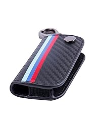 JKCOVER - Llavero de piel con diseño de fibra de carbono, color negro