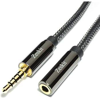 Zeskit 12 Feet Premium Audio Extension Cable, Nylon Braided, 3.5mm TRRS 4 Poles Jack (Male to Female)