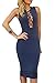 Romastory Women's v-Neck Solid Sleeveless Knee Fitted Dress, Blue, Large