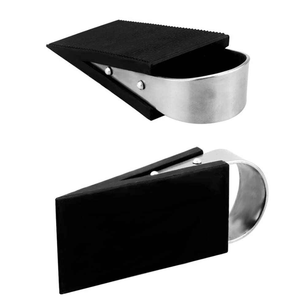 BESPORTBLE Rubber Door Stopper Black with Steel Handle,Non-Slip and Anti-Noise Door Stop,Heavy Duty Rubber Door Stopper Outdoor Large 128x52x30mm for Holding Door Open