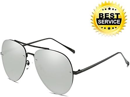 VANTEN Unisex Retro Polarized Aviator Vanten Mirrored Vintage Sun Glasses, Black/Silver Mirrored