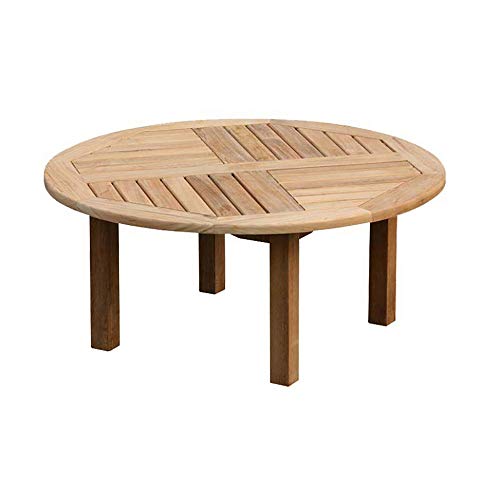 Teako Design Couchtisch Verona rund Ø 120 Teak unbehandeltes Massivholz Teakholz Wetterfest Gartentisch Beistelltisch