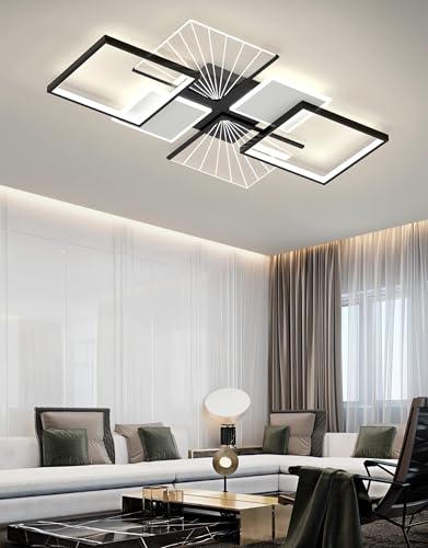 LED Ceiling Lighting Modern Rectangular Ceiling Lamps for Living Room Dimmable with Remote Control Against Recessed Ceiling Light for Living Room Bedroom Parlour (Acrylic)
