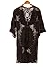 shermie Women's Short Sleeve Summer Lightweight Kimono Loose Long Floral Swimsuits Cover Up Black