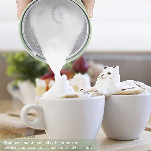 Huogary Milk Frother; Electric Milk Warmer for Coffee; Milk Steamer and Frother; Stainless Steel Non-Stick Coating Latte Foamer for Hot or Cold Milk - N8 Green
