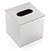 KINGSO Square Stainless Steel Tissue Box Holder Desk Organizer for Home Office Hotel