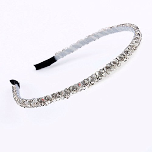 AKOAK Fashion Super Shiny Women Two Rows Grey Crystal Beads Headband Girls Headwear Rhinestone Beaded Hair Band Hair Accessories