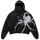 Obenie Halloween Y2K Hoodie Gothic Casual palm/spider Blast Print Pattern Skull Fashion Hoodie Men Harajuku Men Clothing