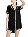 iooho Women Short Sleeve Nightgown Button Front Sleep Shirt Lounge Sleepwear XS-XL