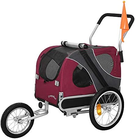Doggyhut Medium Pet Dog Bicycle Trailer & Jogging Stroller in Red 10201-01