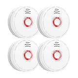 Smoke Detector and Fire Alarm 4 Pack Photoelectric Sensor Smoke Alarms Easy to Install Fire Alarm With UL Listed, Light Sound Warning, Test Button,9V Battery Included Fire Safety for Home Hotel School